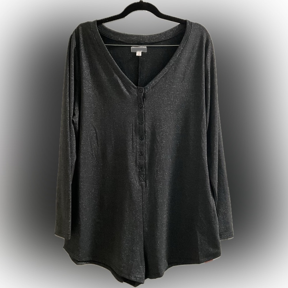 Black with silver sparkle long sleeve short romper